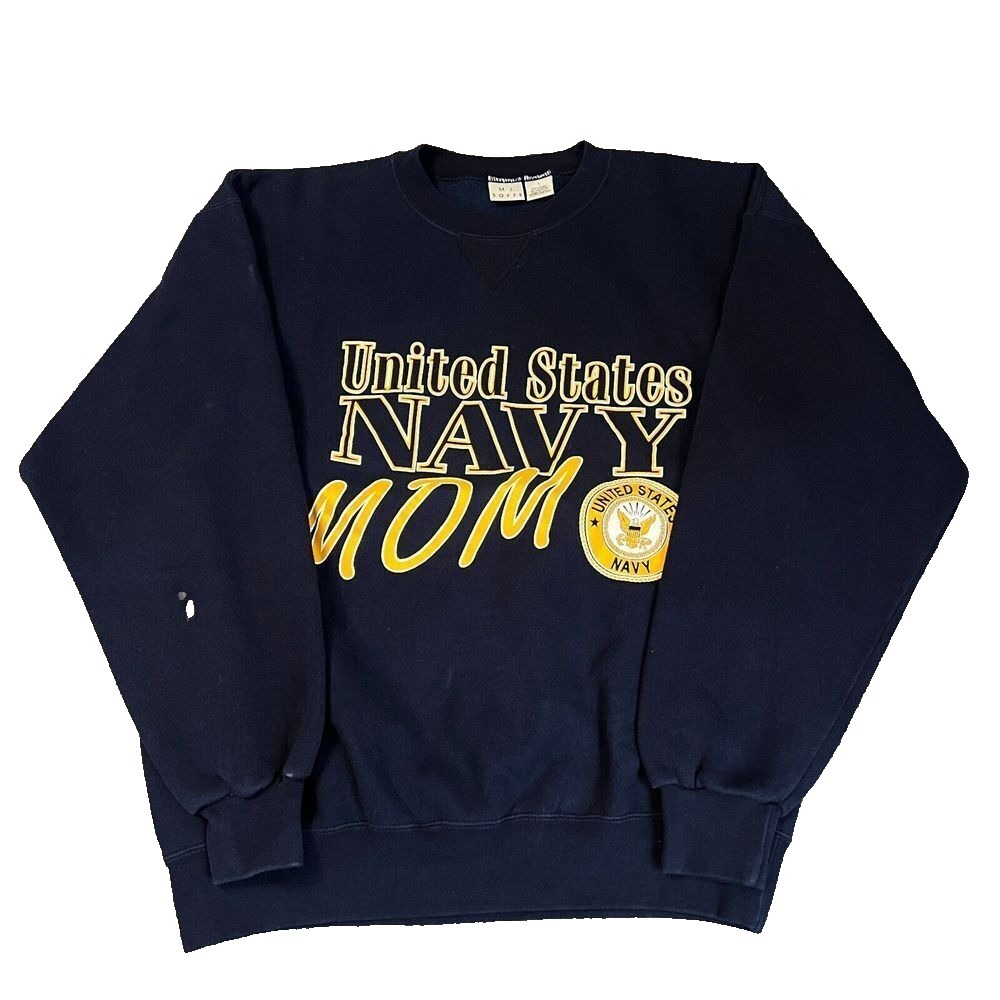 United‎ States Navy Mom Sweater Women's Large Navy Blue Military Soffe Retro Y2K